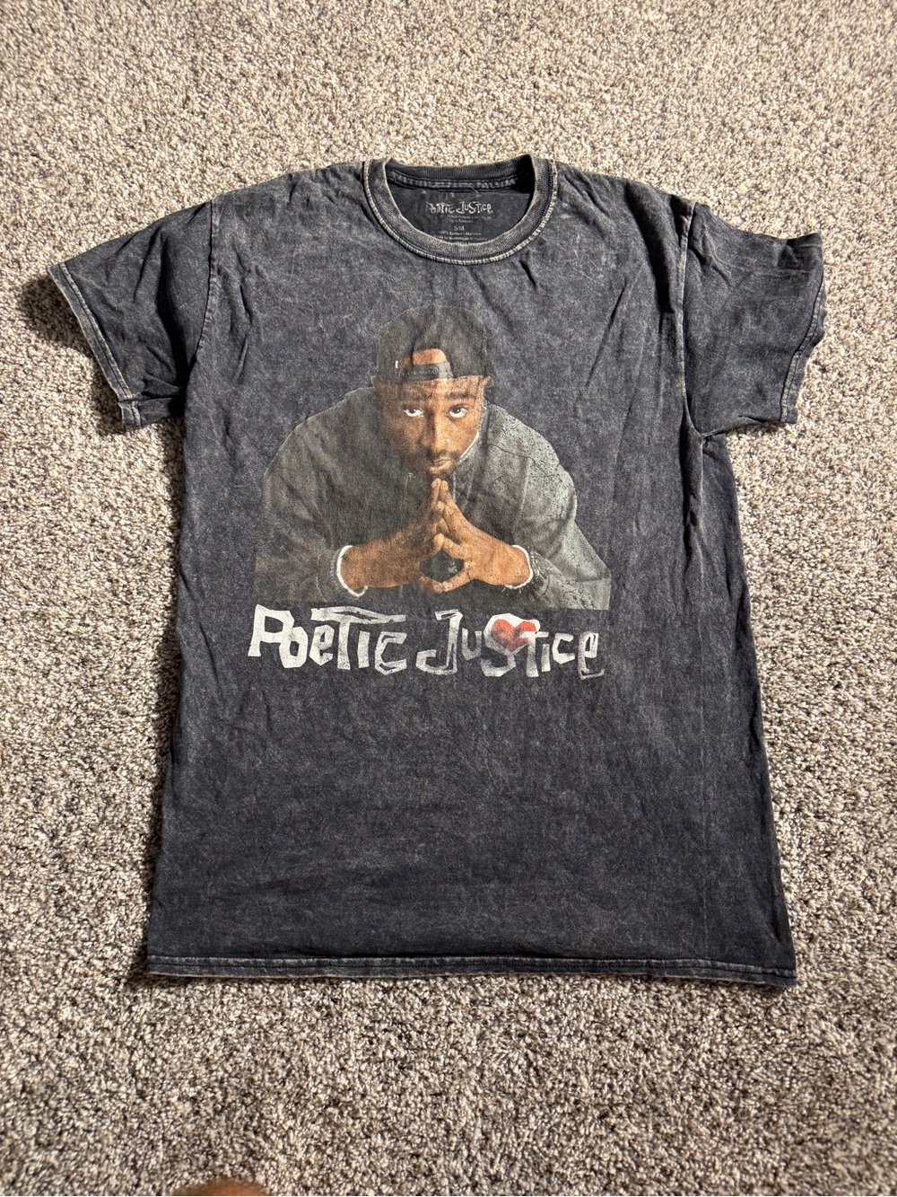Poetic Justice Black Graphic Tee with Portrait Print